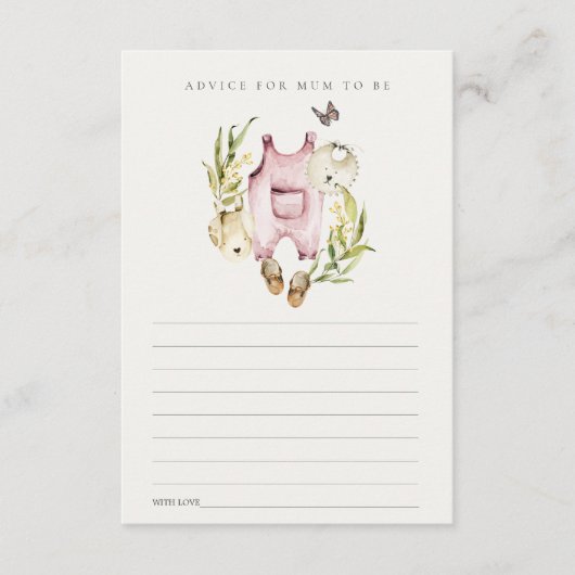 Leafy Foliage Clothes Advice for Mum Baby shower Informatiekaartje (Voorkant)