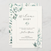 Leafy Gender Neutral Baby shower Invitation Kaart (Voorkant / Achterkant)