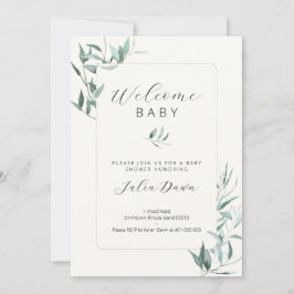 Leafy Gender Neutral Baby shower Invitation Kaart