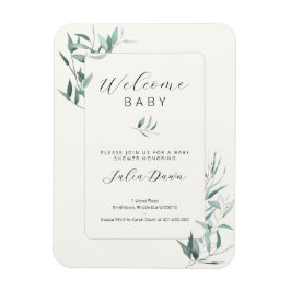 Leafy Gender Neutral Baby shower Invitation Magneet