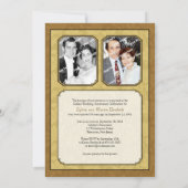 Leafy Golden Damask (50e) Jubileum-uitnodiging Kaart (Achterkant)