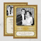 Leafy Golden Damask (50e) Jubileum-uitnodiging Kaart (Voorkant / Achterkant)