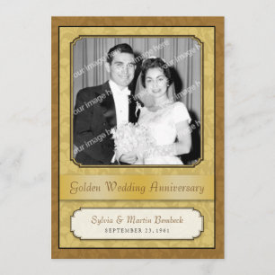 Leafy Golden Damask (50e) Jubileum-uitnodiging Kaart