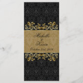 Leafy golden swirls, Black damask Menu (Voorkant)
