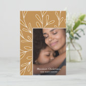 Leafy Golden Yellow Lijst Foto Feestdagenkaart (Staand voorkant)