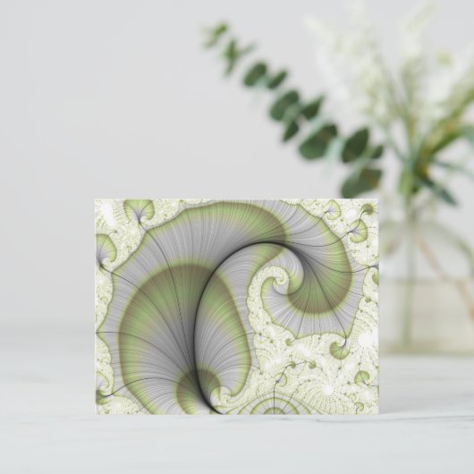 Leafy Green Abstract Fractal Patroon Briefkaart (Staand voorkant)