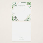 Leafy green and gold border earning display card vierkante visitekaartjes (Voorkant /achterkant)