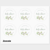 Leafy Green | Baby shower Waterverf Ronde Sticker (Vel)