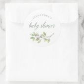 Leafy Green | Baby shower Waterverf Ronde Sticker (Tas)