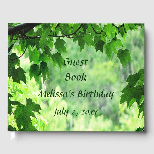 Leafy Green Birthday Party Guest Book Gastenboek (Voorkant)
