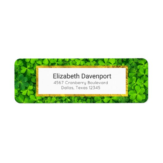 Leafy Green Clovers met waterdruppeltjes Etiket (Voorkant)