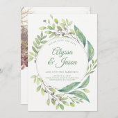 Leafy Green | De datum opslaan met foto's en namen Save The Date (Voorkant / Achterkant)
