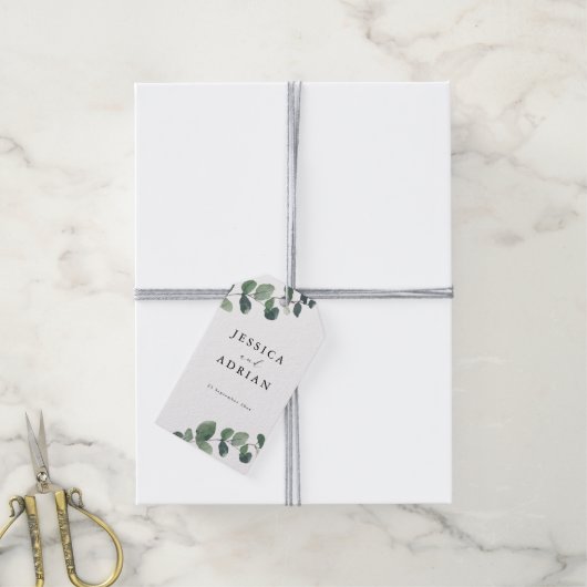 Leafy Green Elegance bruiloft Cadeaulabel (Met Touw)