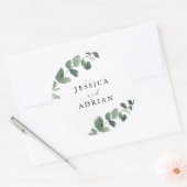 Leafy Green Elegance bruiloft Ronde Sticker (Envelop)