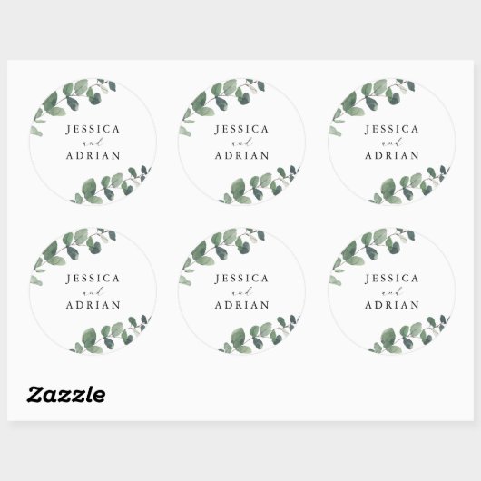 Leafy Green Elegance bruiloft Ronde Sticker (Vel)