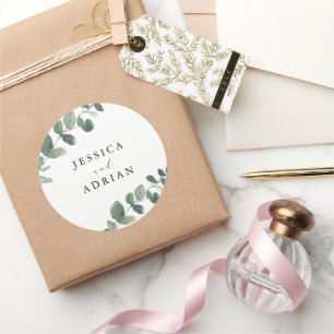 Leafy Green Elegance bruiloft Ronde Sticker
