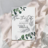 Leafy Green Elegance bruiloft Save The Date