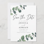 Leafy Green Elegance bruiloft Save The Date (Voorkant)