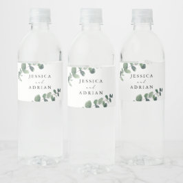 Leafy Green Elegance bruiloft Waterfles Etiket