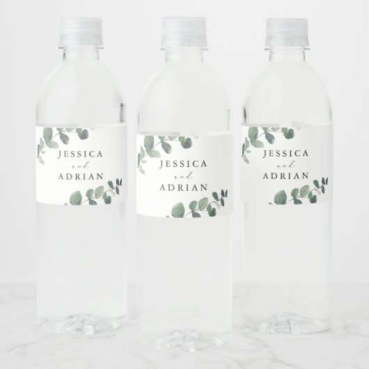 Leafy Green Elegance bruiloft Waterfles Etiket (Flessen)