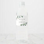 Leafy Green Elegance bruiloft Waterfles Etiket (Voorkant)