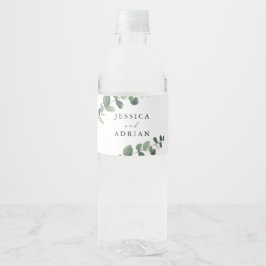 Leafy Green Elegance bruiloft Waterfles Etiket