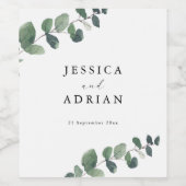 Leafy Green Elegance bruiloft Wijn Etiket (Enkel label)