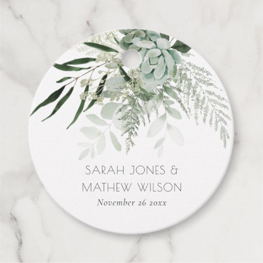 Leafy Green Fern Succulent Lijst Foliage Wedding Bedankjes Labels (Voorkant)