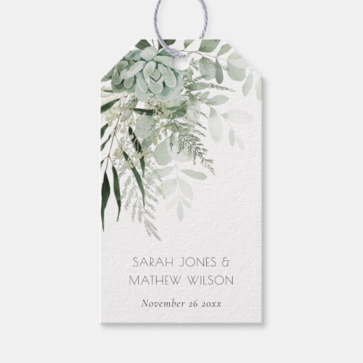 Leafy Green Fern Succulent Lijst Foliage Wedding Cadeaulabel (Voorkant)