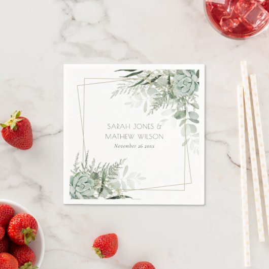 Leafy Green Fern Succulent Lijst Foliage Wedding Servet (Insitu)