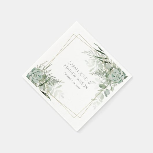 Leafy Green Fern Succulent Lijst Foliage Wedding Servet (Hoek)