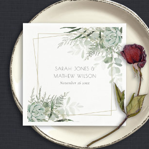 Leafy Green Fern Succulent Lijst Foliage Wedding Servet