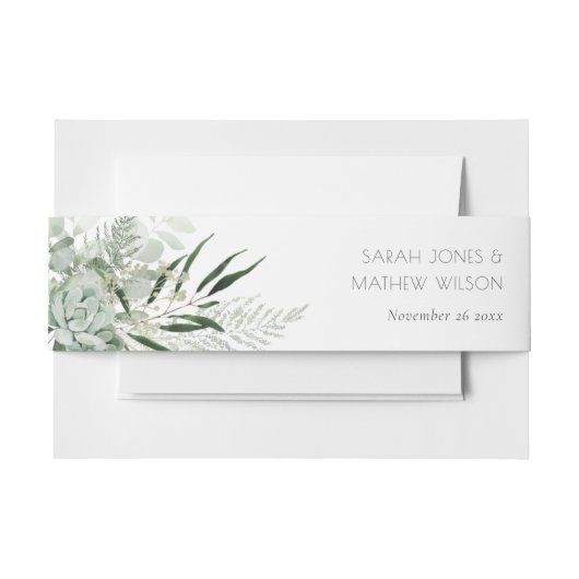 Leafy Green Fern Succulent Lijst Foliage Wedding Uitnodigingen Wikkel (Voorkant Voorbeeld)