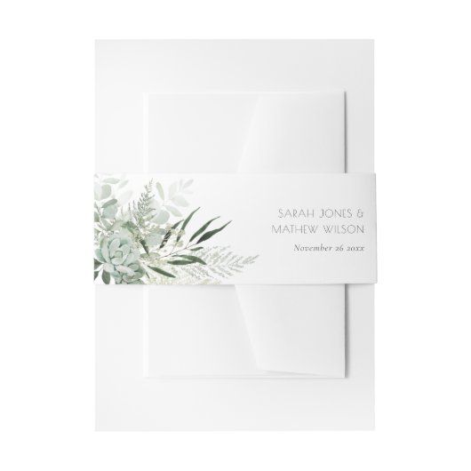 Leafy Green Fern Succulent Lijst Foliage Wedding Uitnodigingen Wikkel (Voorkant Voorbeeld)