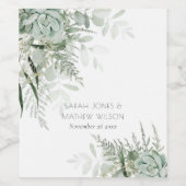 Leafy Green Fern Succulent Lijst Foliage Wedding Wijn Etiket (Enkel label)
