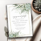 Leafy Green Fern Succulent Lijst Verloving Invite Bedankkaart