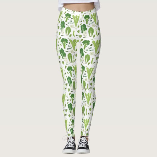 Leafy Green Garden Veggies Cute Vegetables Leggings (Voorkant)