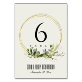 LEAFY GREEN GOLD FOLIAGE WREATH WATERVERF WEDDING KAART (Achterkant)