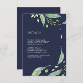 Leafy Green | Informatie over donkerblauwe bruilof Informatiekaartje (Voorkant / Achterkant)