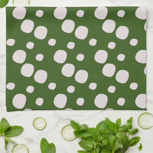 Leafy Green Roze Stippen Theedoek (Gevouwen)