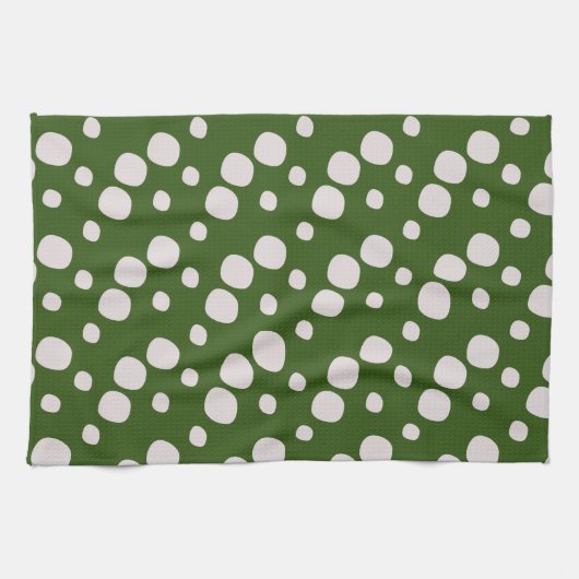 Leafy Green Roze Stippen Theedoek (Horizontaal)