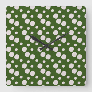 Leafy Green Roze Stippen Vierkante Klok
