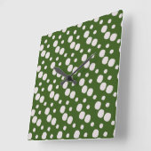 Leafy Green Roze Stippen Vierkante Klok (Hoek)
