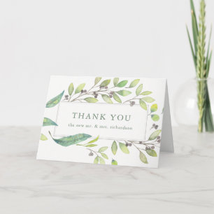 Leafy Green   Trendy Waterverf Lijst Hartelijk dan Bedankkaart