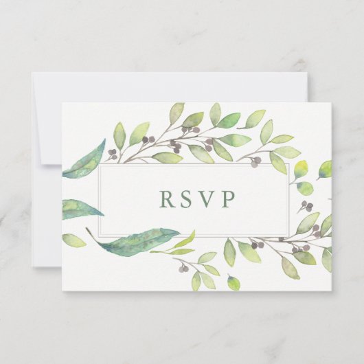 Leafy Green | Trendy Waterverf Lijst Wedding RSVP (Voorkant)