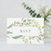 Leafy Green | Trendy Waterverf Lijst Wedding RSVP (Staand voorkant)
