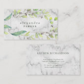 Leafy Green | Trendy Waterverf Marmer Visitekaartje (Voorkant / Achterkant)