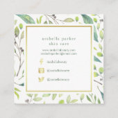 Leafy Green | Trendy Waterverf Pattern Vierkante Visitekaartje (Achterkant)