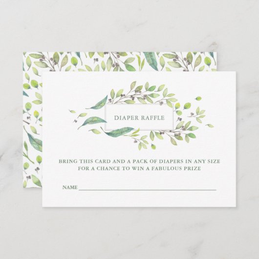 Leafy Green | Waterverf luierspoel Informatiekaartje (Voorkant / Achterkant)