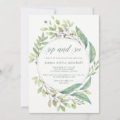 Leafy Green | Waterverf Wreath Sip en Zie Kaart (Voorkant)